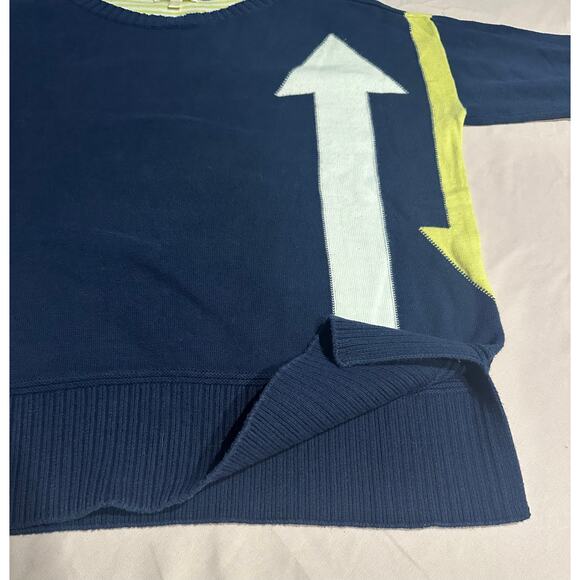 Lisa Todd Navy Arrow Instarsia Cotton Sweater Women’s Large preppy casual winter - Picture 7 of 7